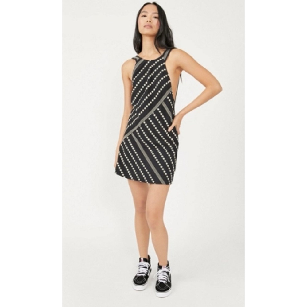 Free People Juni Mini Dress Black Embroidered Size Medium New NWOT